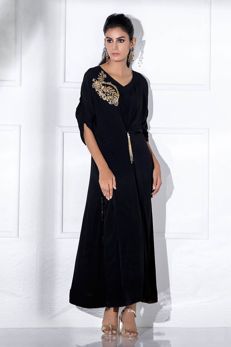 Fatima Khan | Luxury Pret 24 | JADE BLACK KAFTAN