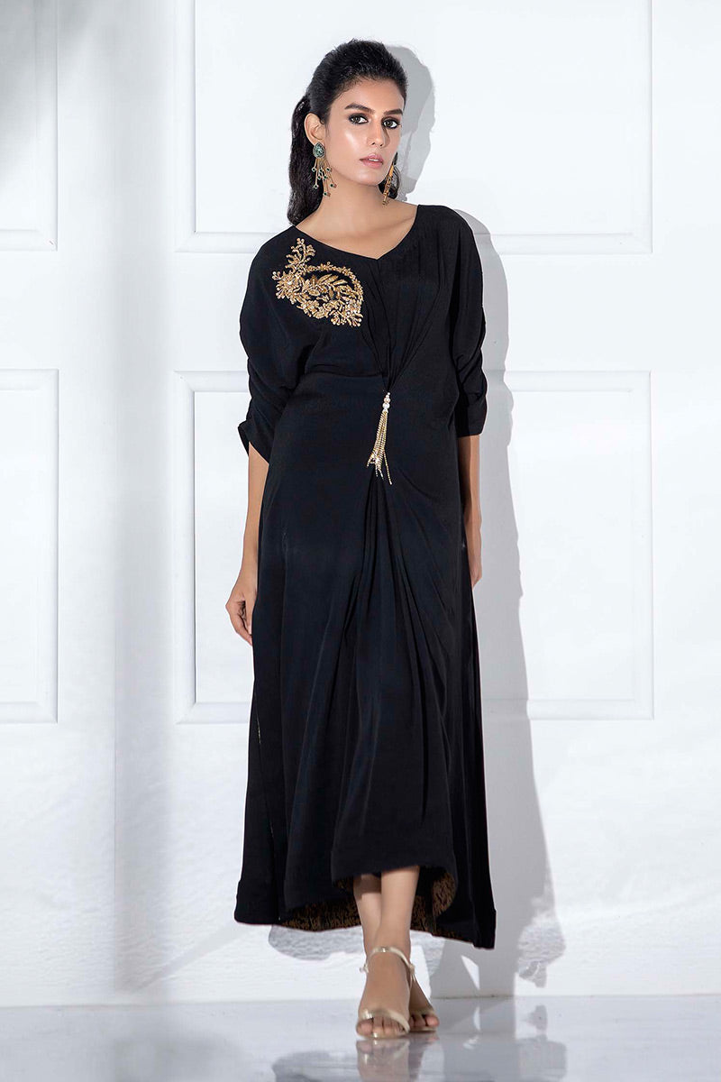 Fatima Khan | Luxury Pret 24 | JADE BLACK KAFTAN