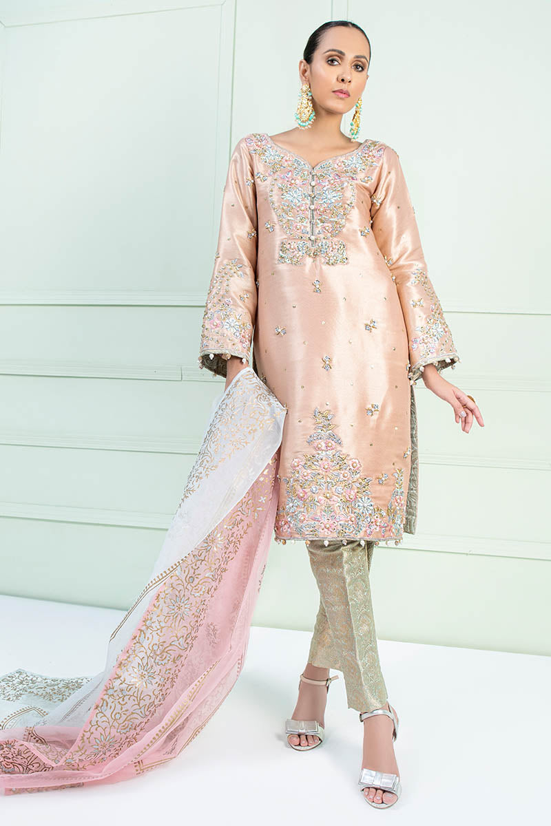 Fatima Khan | Luxury Pret 24 | AYRA (PEACH MAYSURI EMBROIDERED)