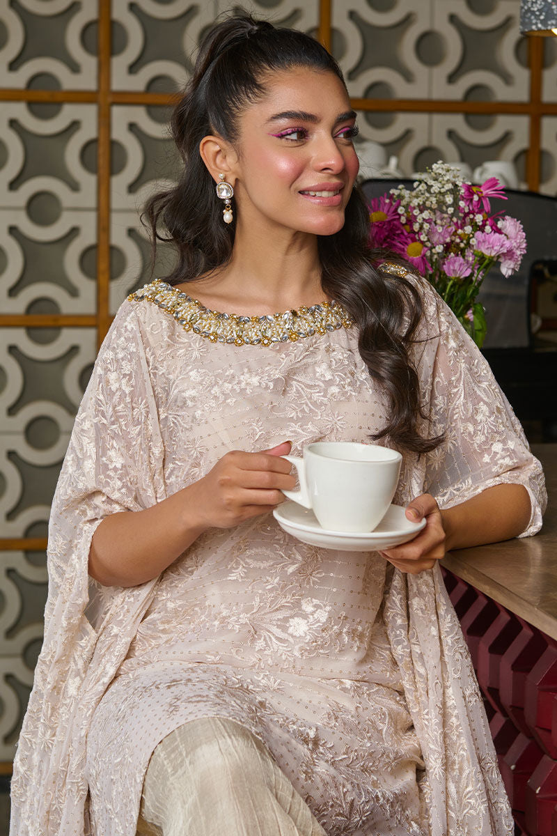 Fatima Khan | Luxury Pret 24 | IVORY GOLD KIMONO