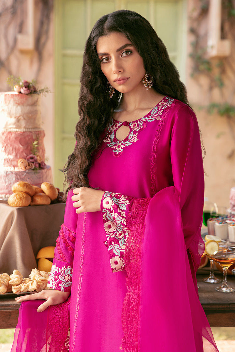Ansab Jahangir | Luxury Silk Pret | FIERY MAGENTA