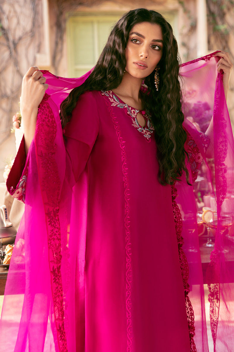 Ansab Jahangir | Luxury Silk Pret | FIERY MAGENTA