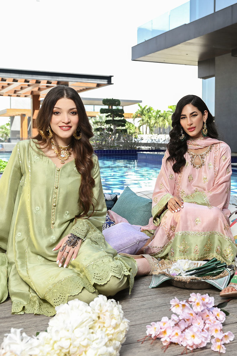 Ansab Jahangir | Luxury Silk Pret | STONE GREEN