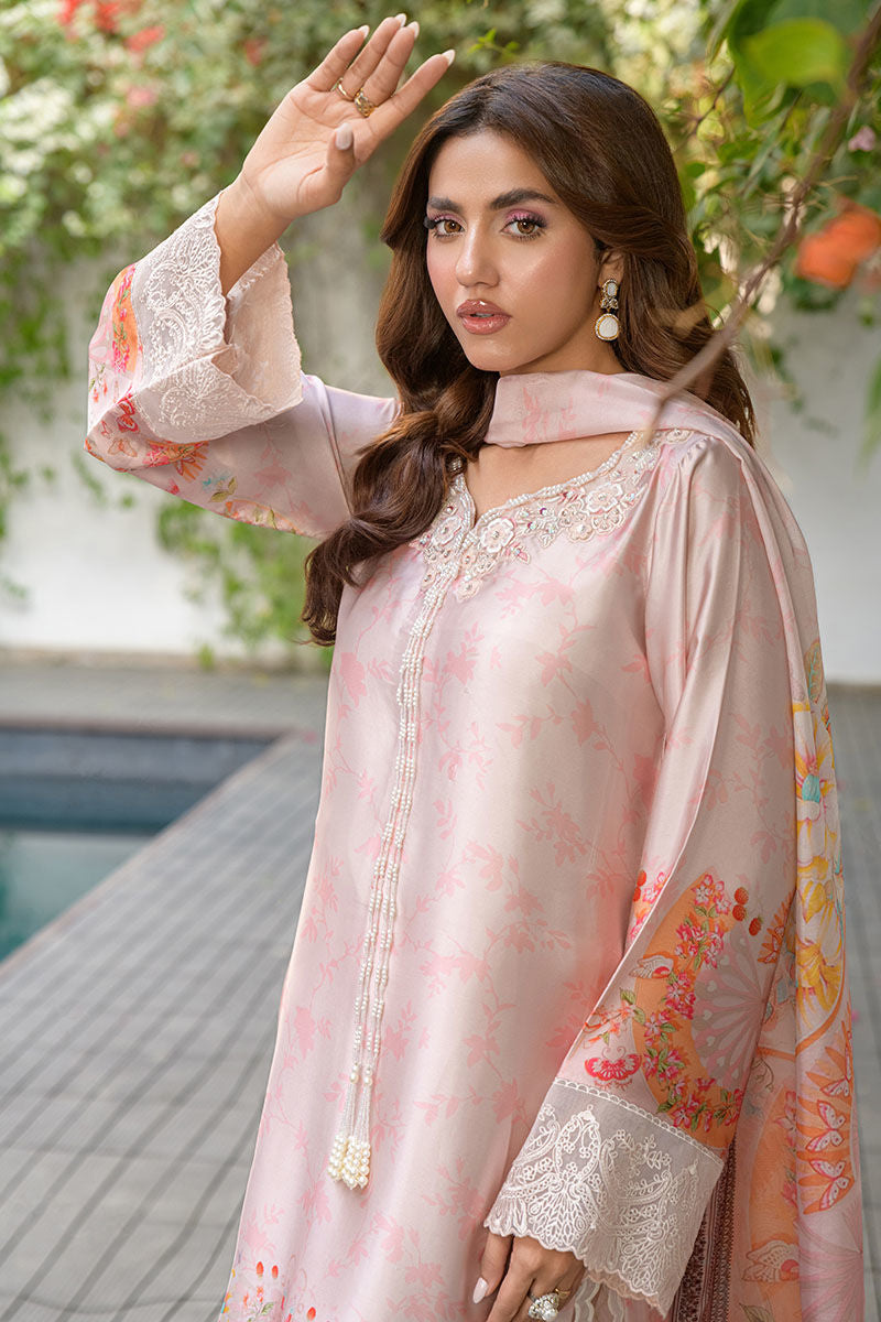 Fatima Khan | Eid Digital Silk Prints |   Oriental Peach