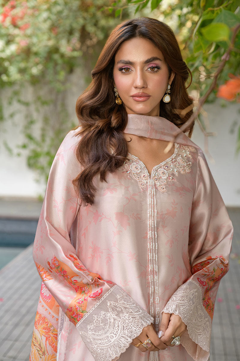 Fatima Khan | Eid Digital Silk Prints |   Oriental Peach