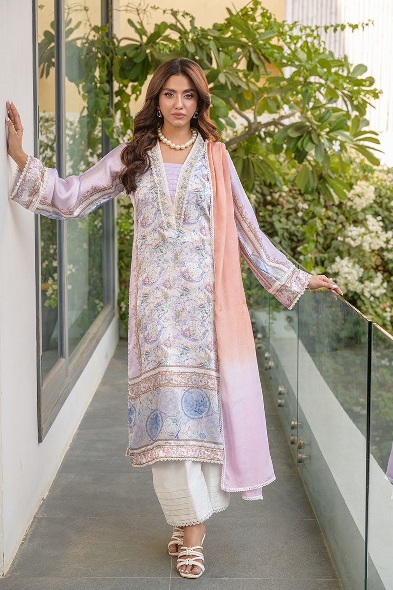 Fatima Khan | Eid Digital Silk Prints |   Aqua Coral