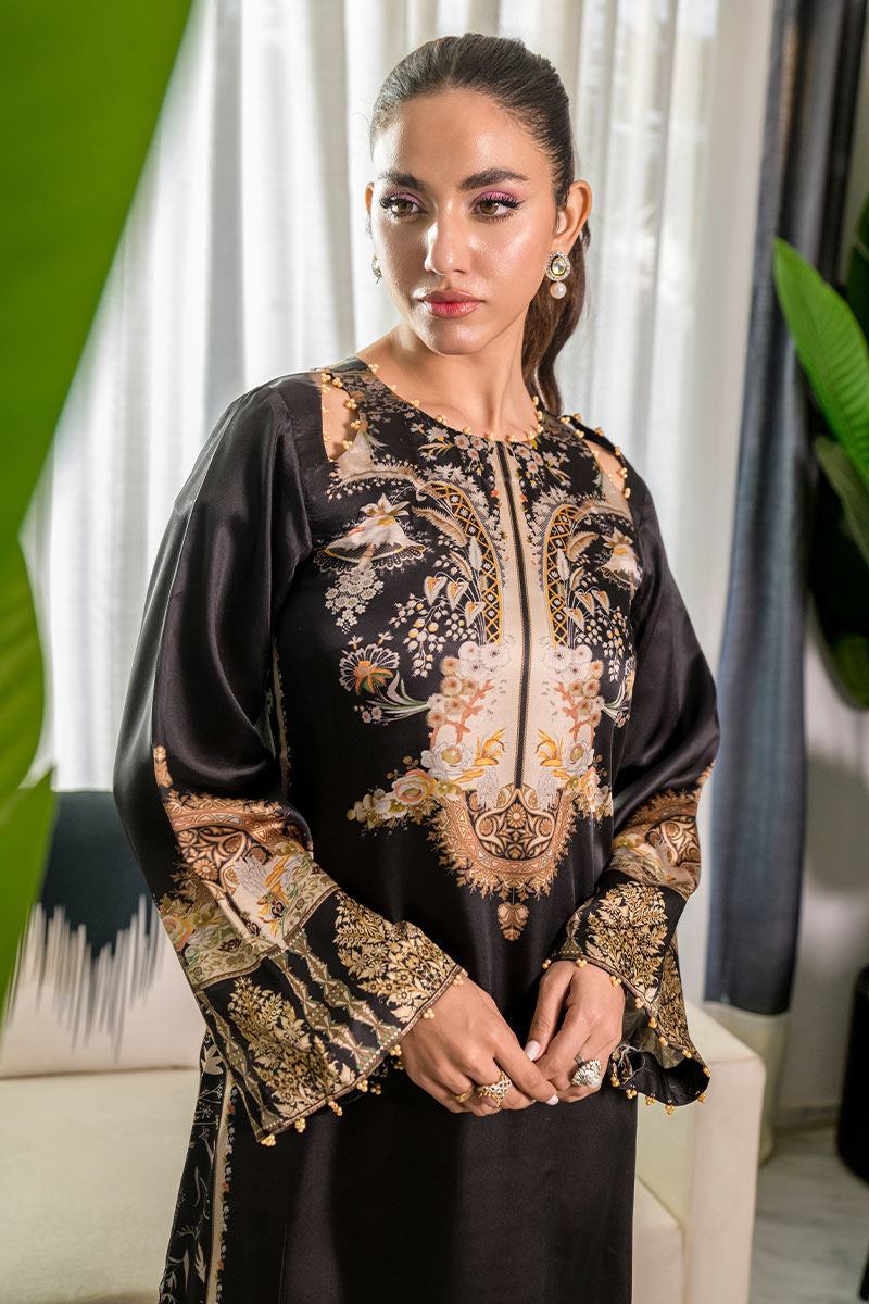 Fatima Khan | Eid Digital Silk Prints |   Black Opal
