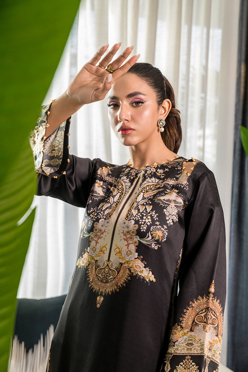 Fatima Khan | Eid Digital Silk Prints |   Black Opal