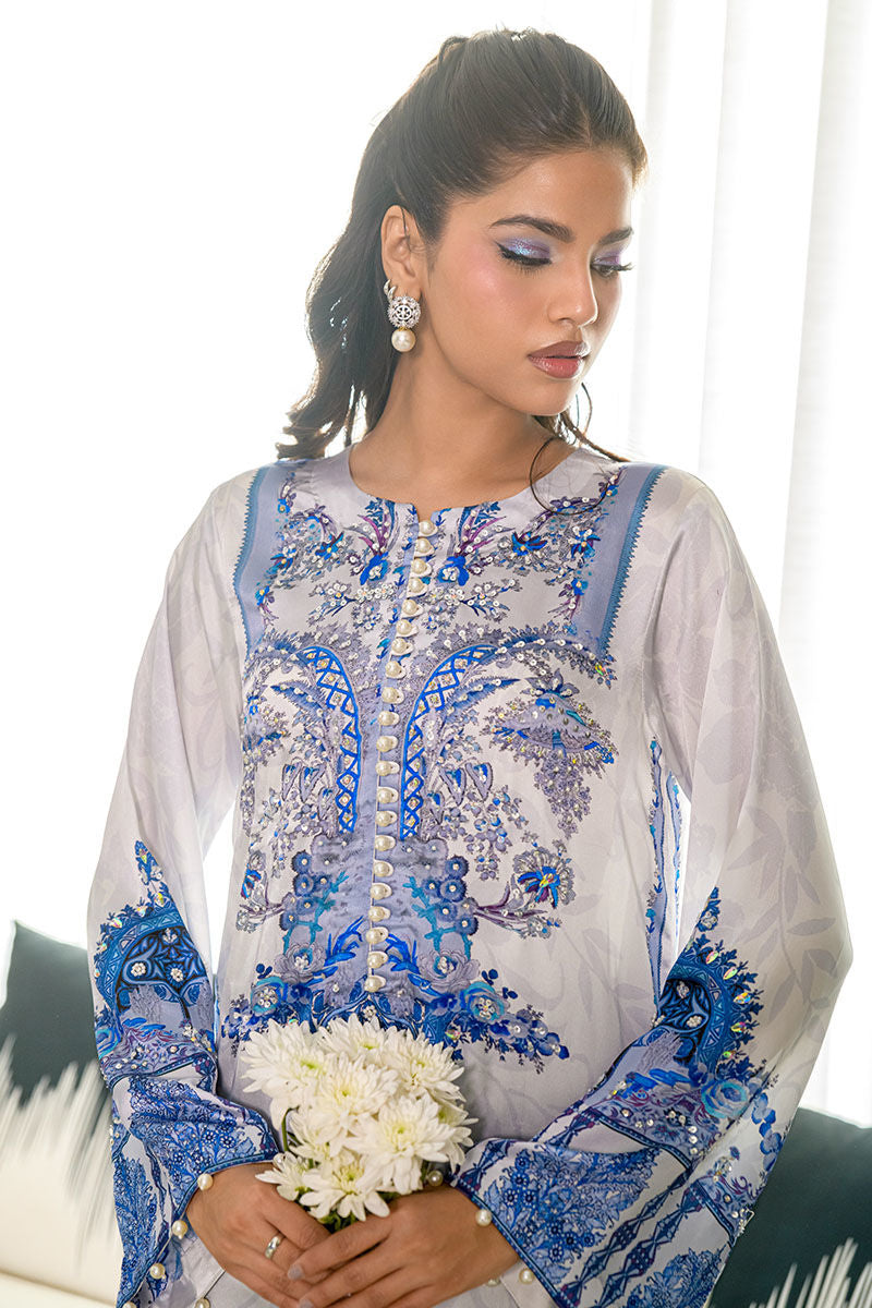 Fatima Khan | Eid Digital Silk Prints | White Opal
