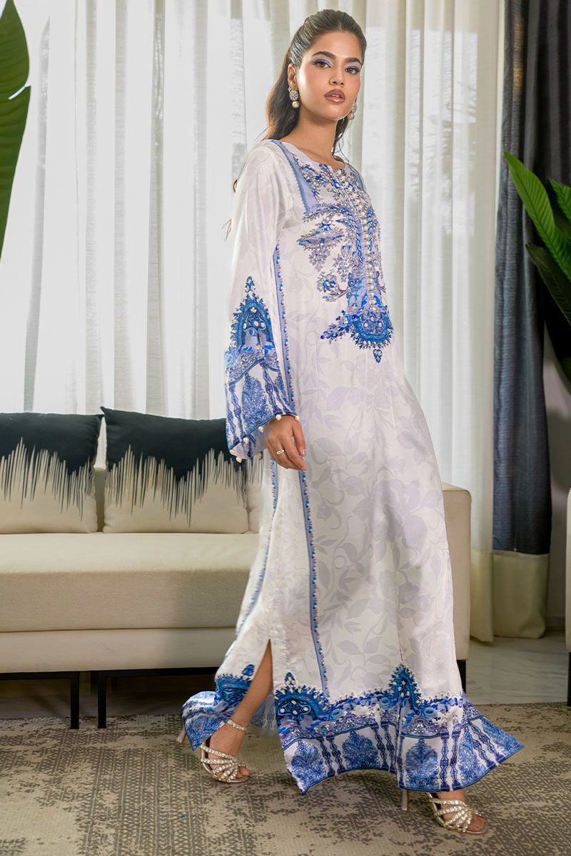 Fatima Khan | Eid Digital Silk Prints | White Opal
