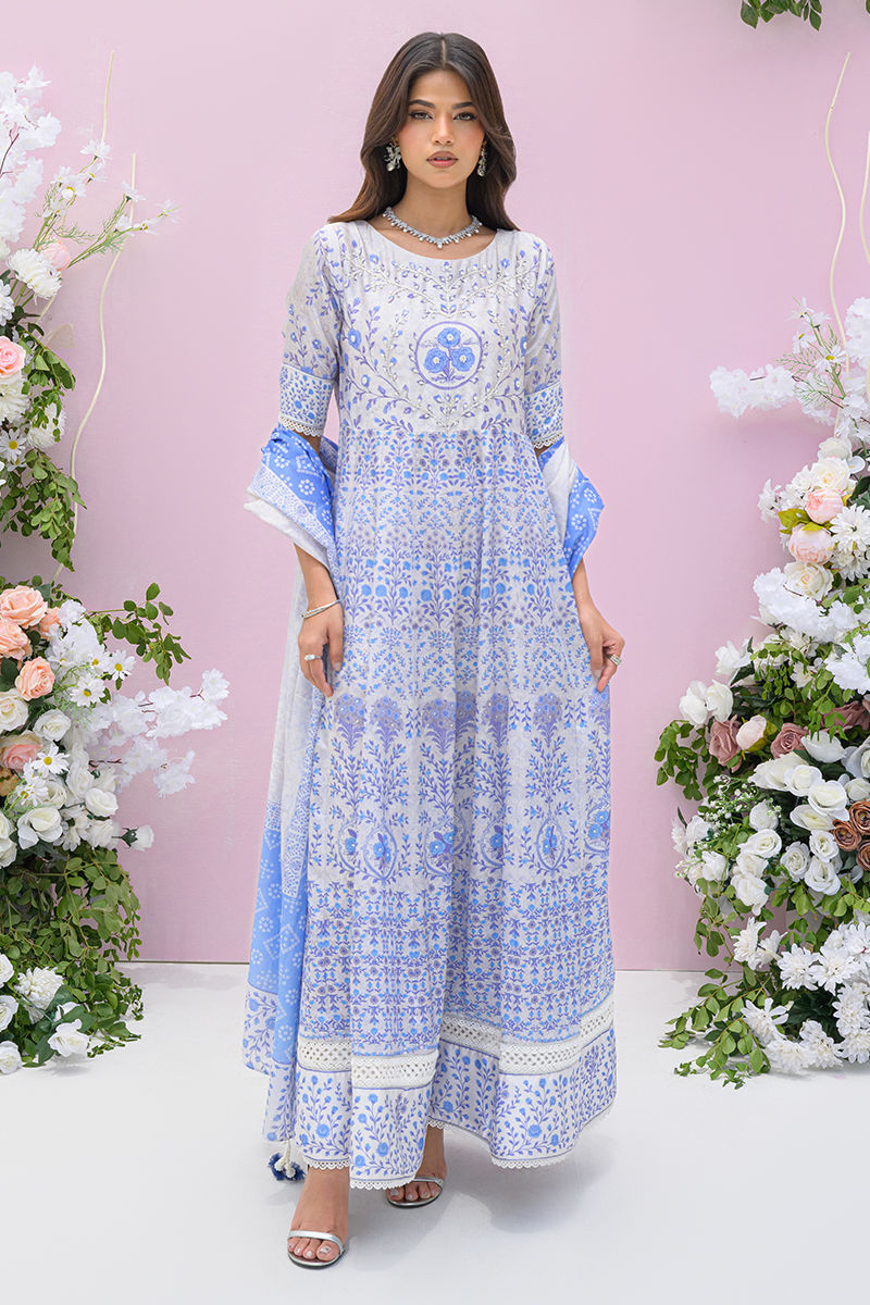 Fatima Khan | Eid Digital Silk Prints | Azure Blue