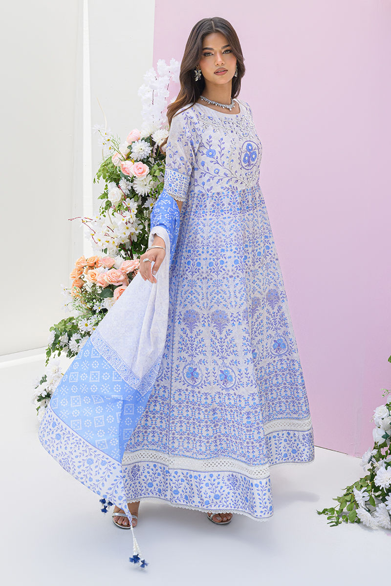 Fatima Khan | Eid Digital Silk Prints | Azure Blue