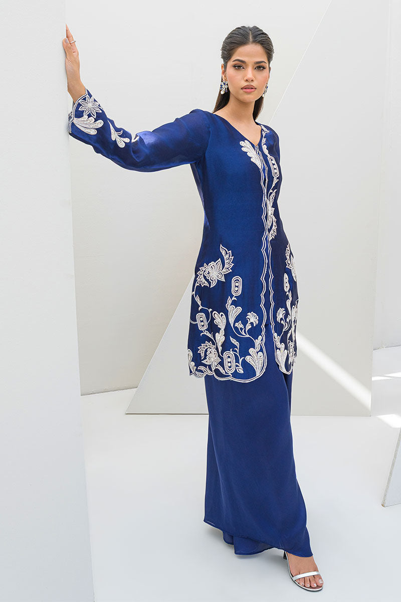 Fatima Khan | Serene Eid Luxe Pret | Blue Noir