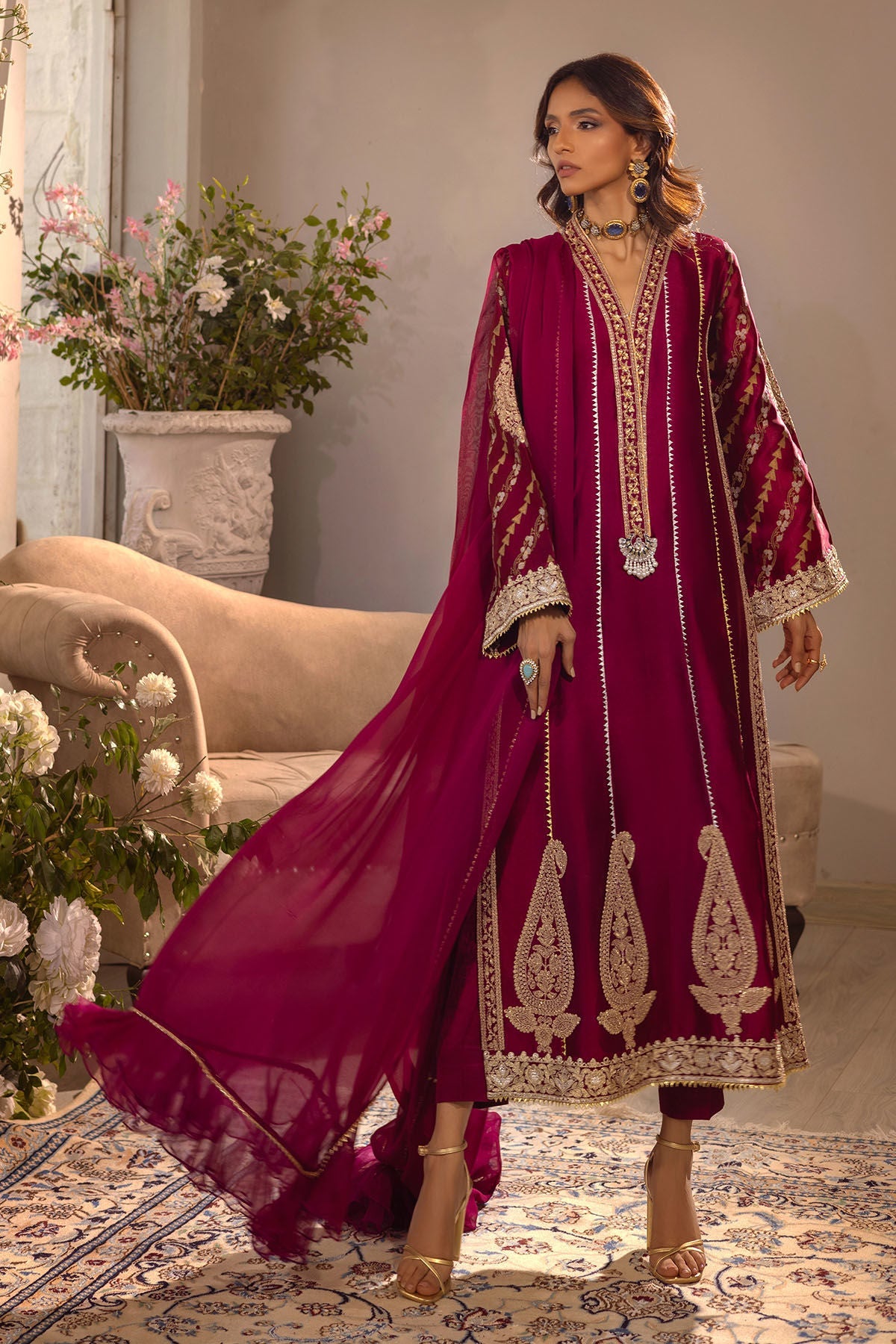 Annus Abrar | Designer Picks 24 | VISAAL CRANBERRY-SHIRT AND DUPATTA