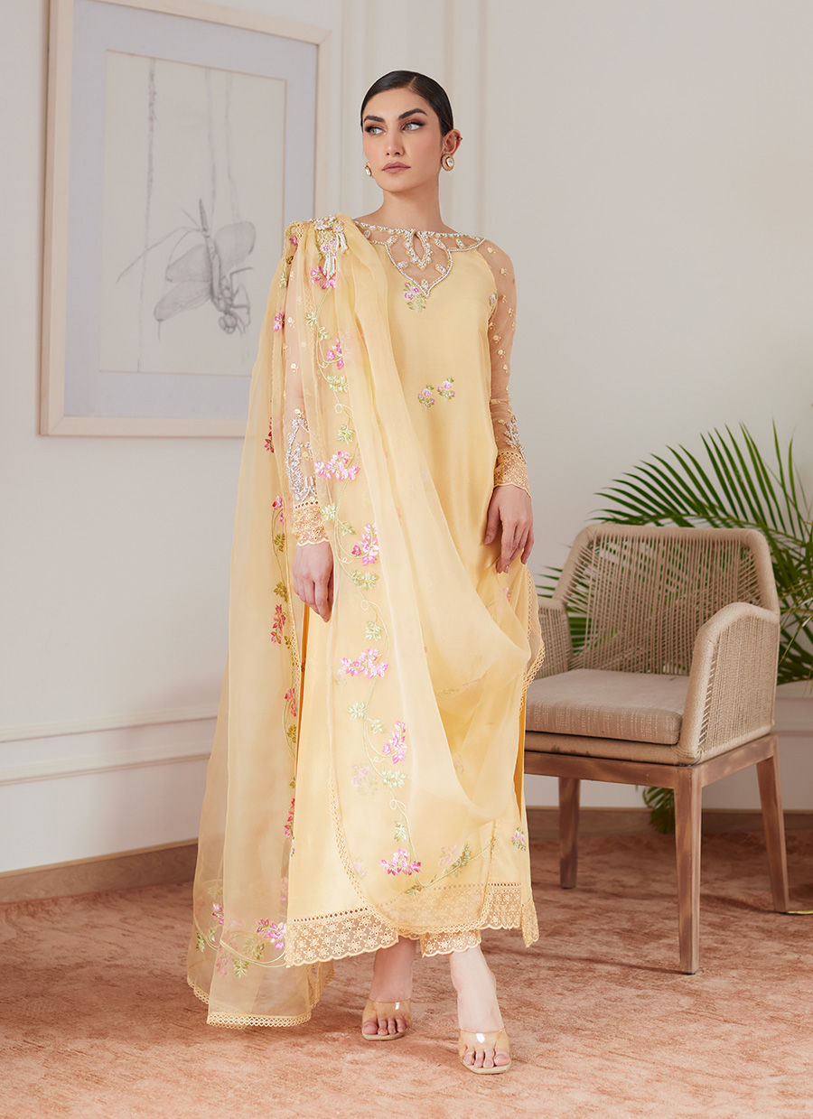 Farah Talib Aziz | Luna Eid Collection 24 | CYRILLA PALE YELLOW