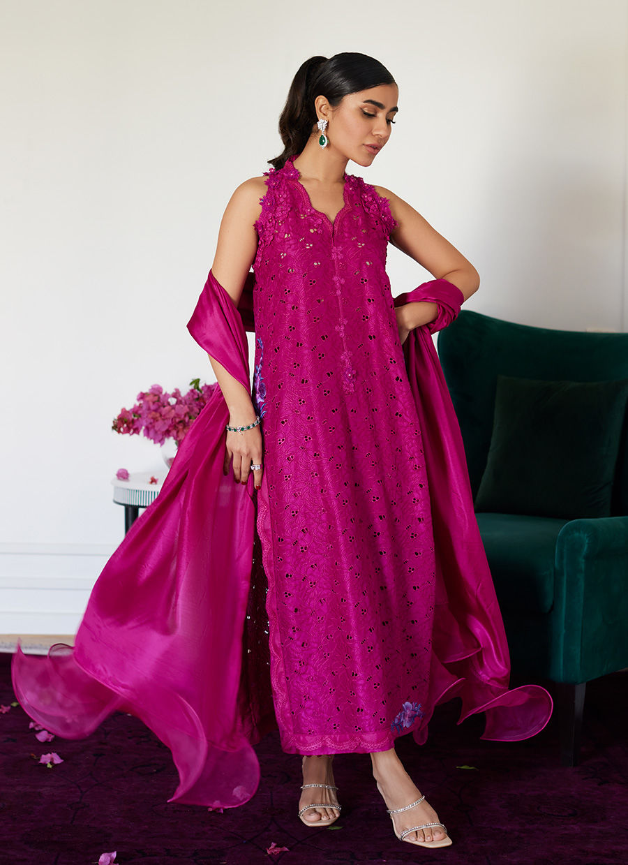 Farah Talib Aziz | Luna Eid Collection 24 | CLARIENE HOT PINK