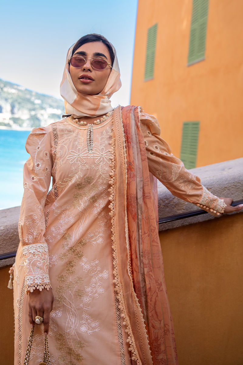 Ansab Jahangir | Zoha Luxury Lawn 25 | Alluring Apricot