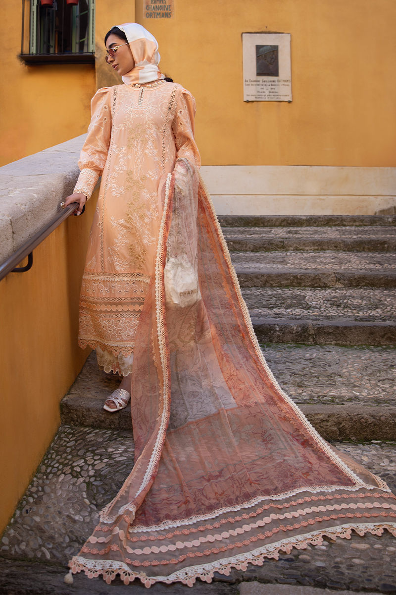 Ansab Jahangir | Zoha Luxury Lawn 25 | Alluring Apricot