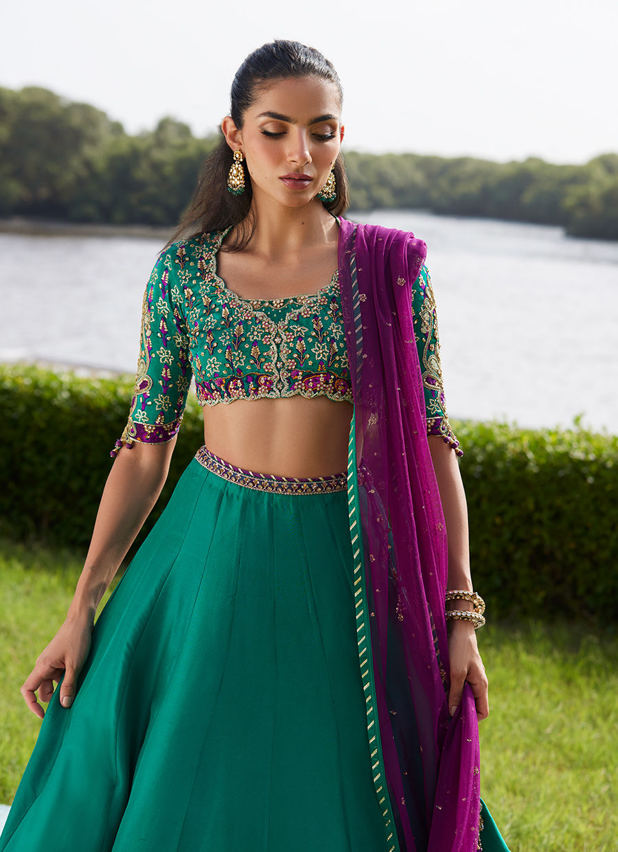 Farah Talib Aziz | Mayna Festive Luxe Pret | Amaranth Lehnga Choli