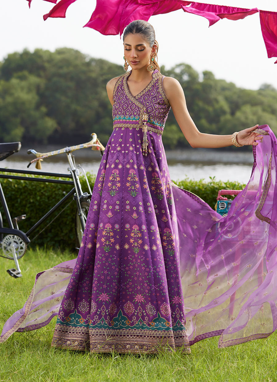 Farah Talib Aziz | Mayna Festive Luxe Pret | Aurora Aubergine Kalidaar And Dupatta