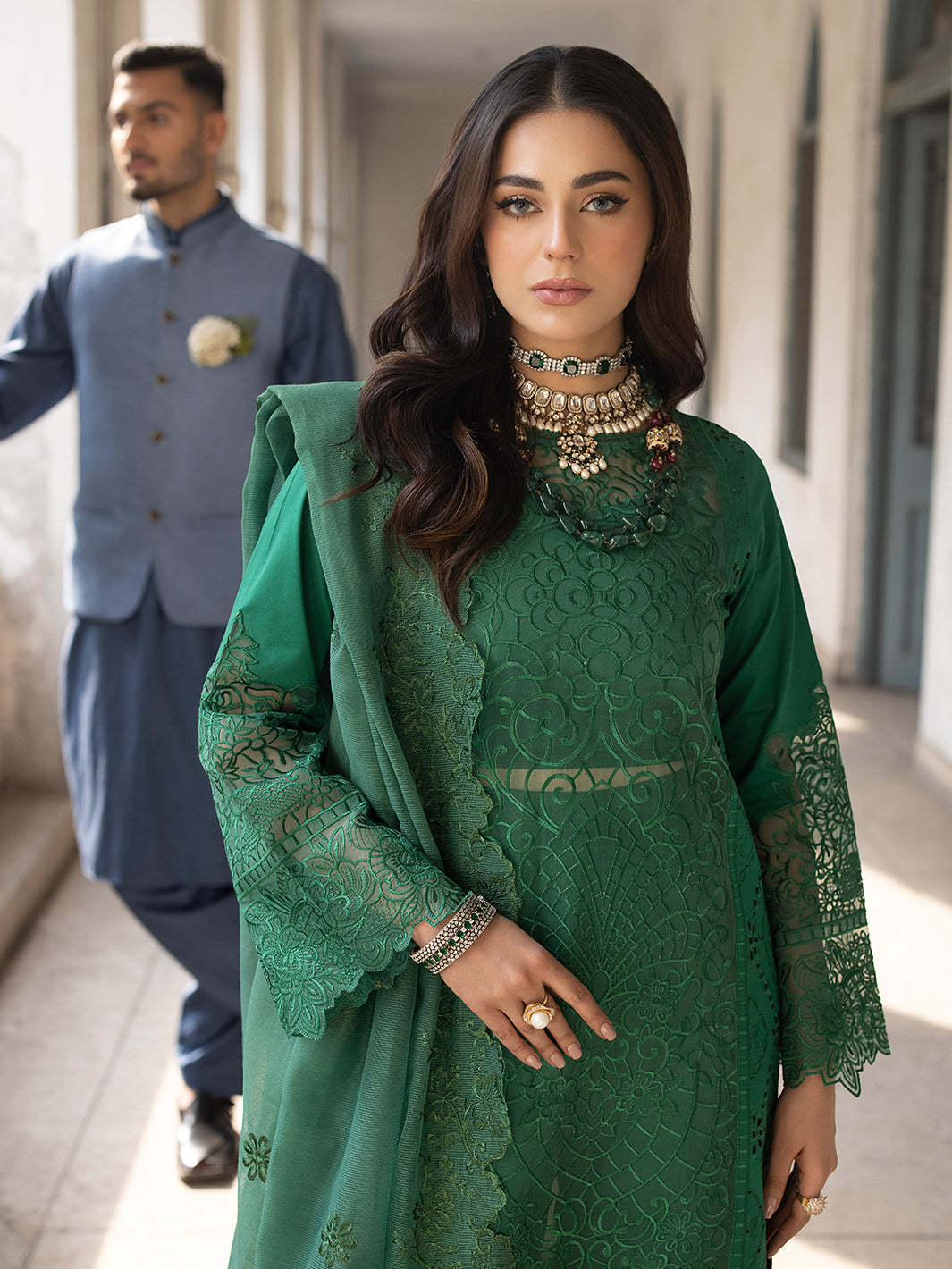 Mahnur | Mahrukh Luxury Lawn 24 | EMERALD