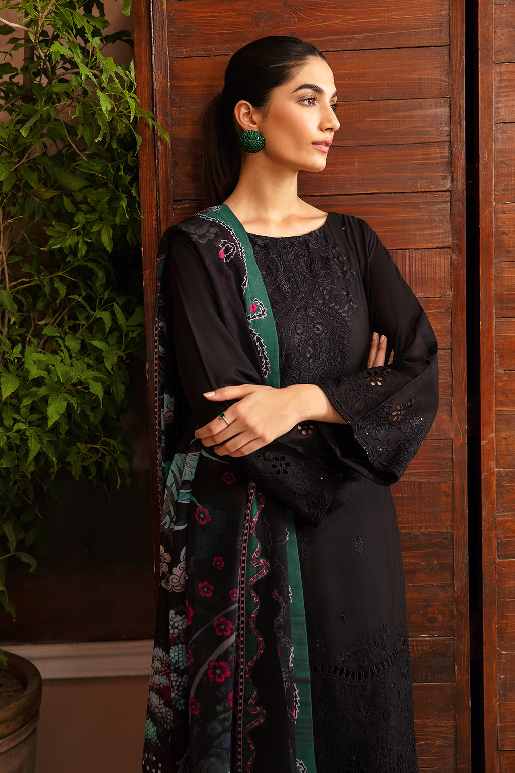 Afsanah | Essentials Lawn | BLACK ORCHID A-05