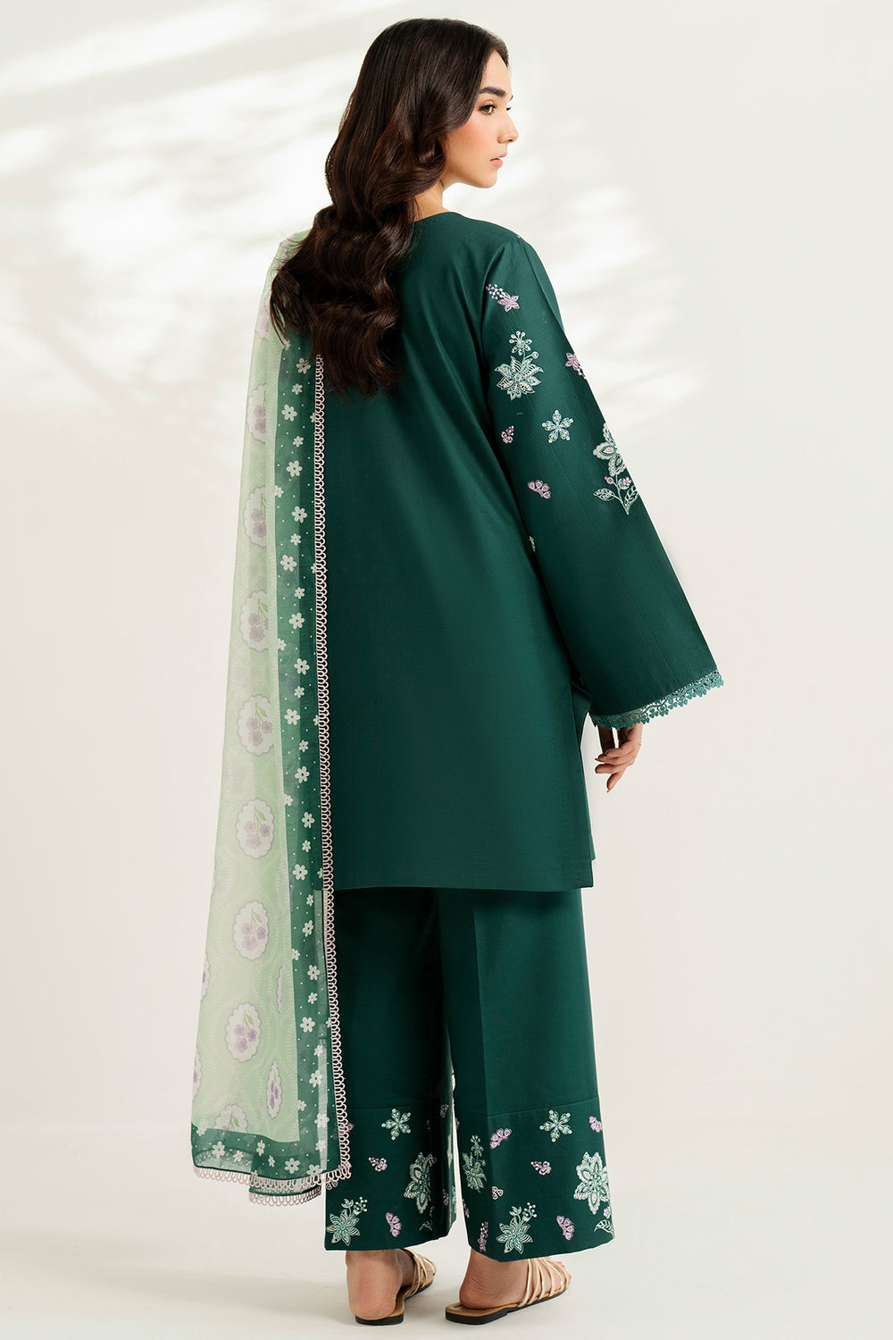 Farasha | Thread Lines Embroidered | Turquoise Bliss