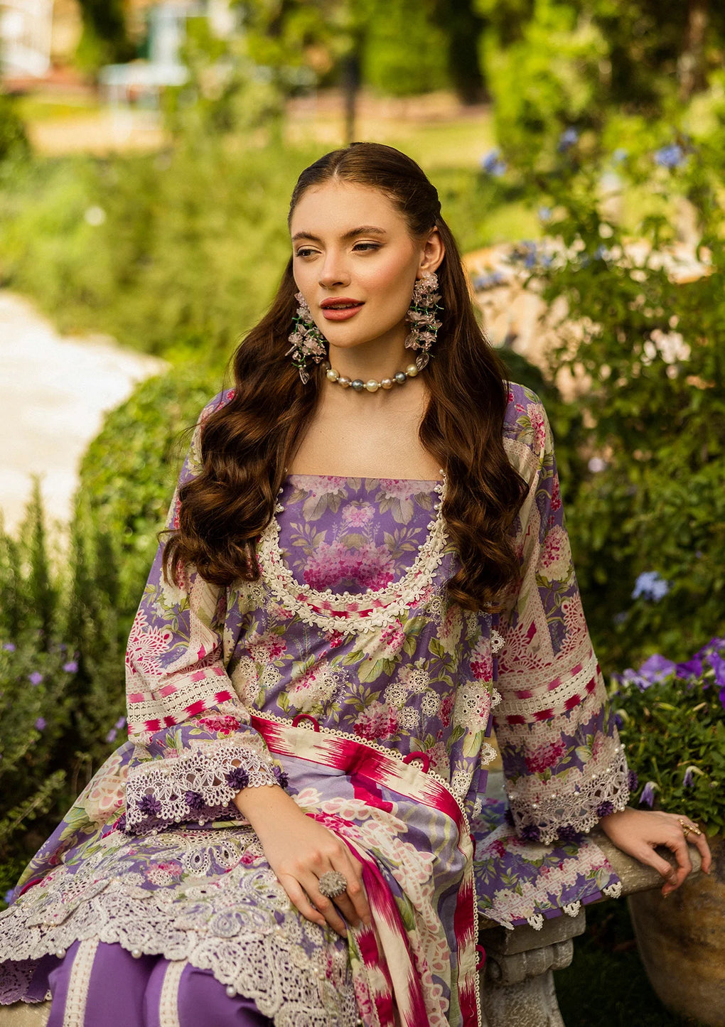 Elaf Premium | Print Chikankari 25 | ELK-02A PERIWINKLE