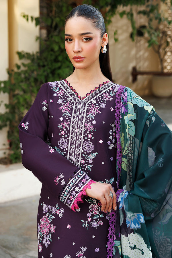Farasha | Summer Weaves Embroidered Lawn | Plum Allure