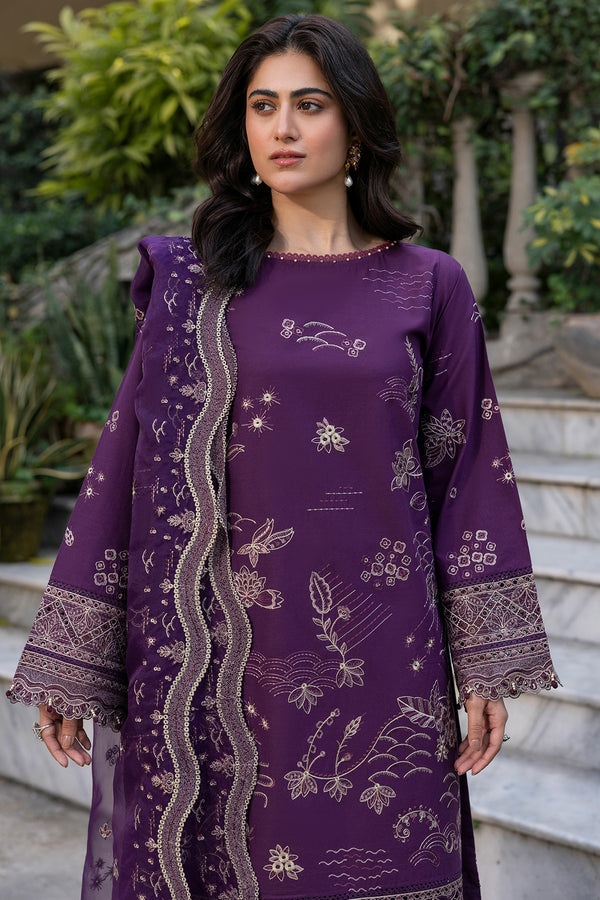 Farasha | Summer Weaves Embroidered Lawn | Raven Plum