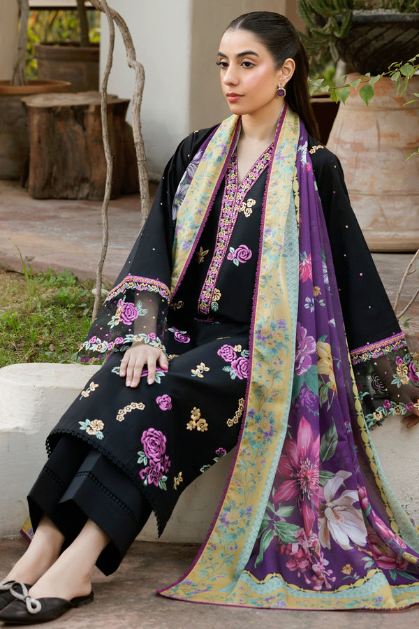 Farasha | Summer Weaves Embroidered Lawn | Raven Dusk