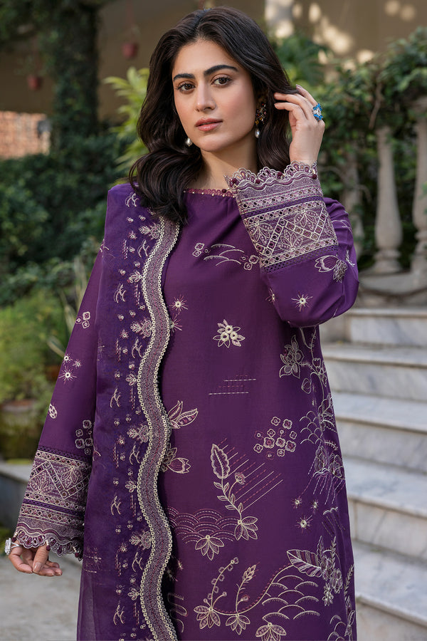 Farasha | Summer Weaves Embroidered Lawn | Raven Plum