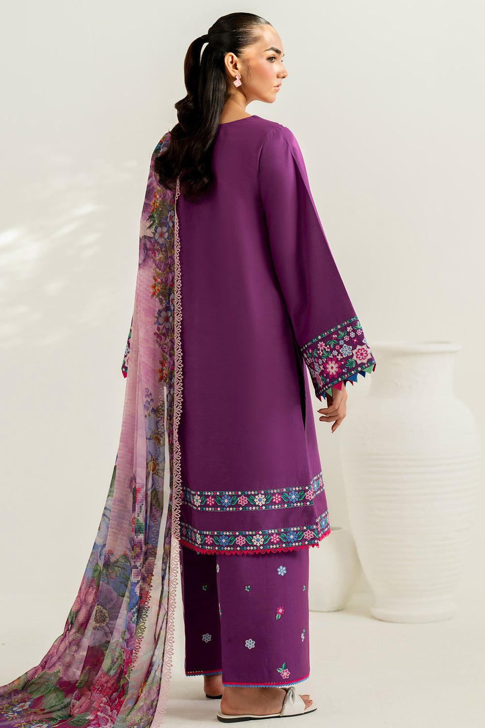 Farasha | Thread Lines Embroidered | Violet Spring