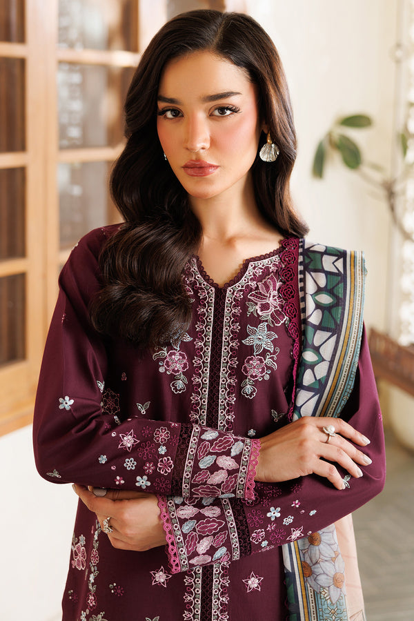 Farasha | Summer Weaves Embroidered Lawn | Burgandy Rush