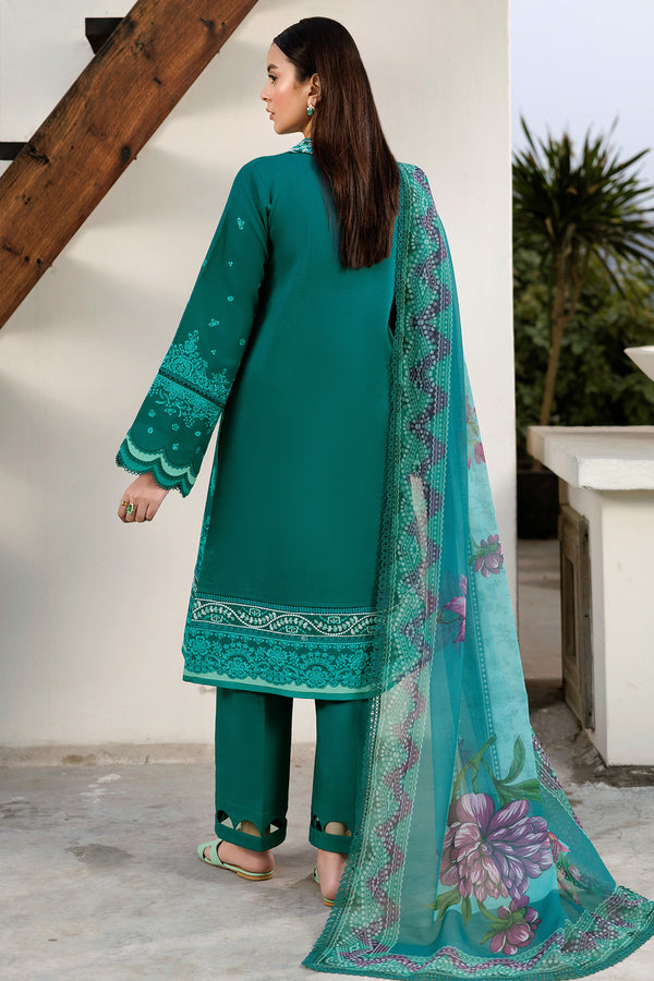 Farasha | Summer Weaves Embroidered Lawn | Dewy Teal