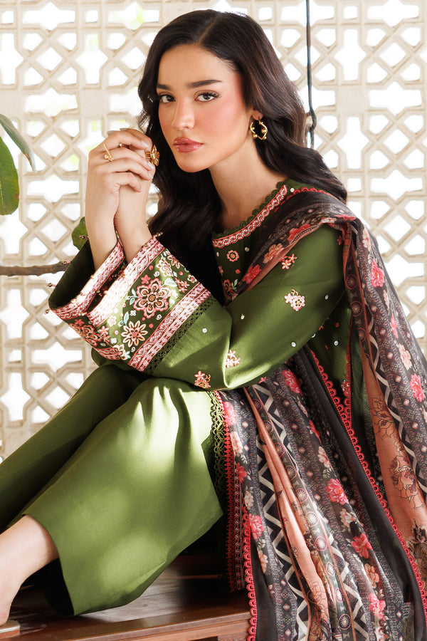 Farasha | Summer Weaves Embroidered Lawn | Olivine Dreams