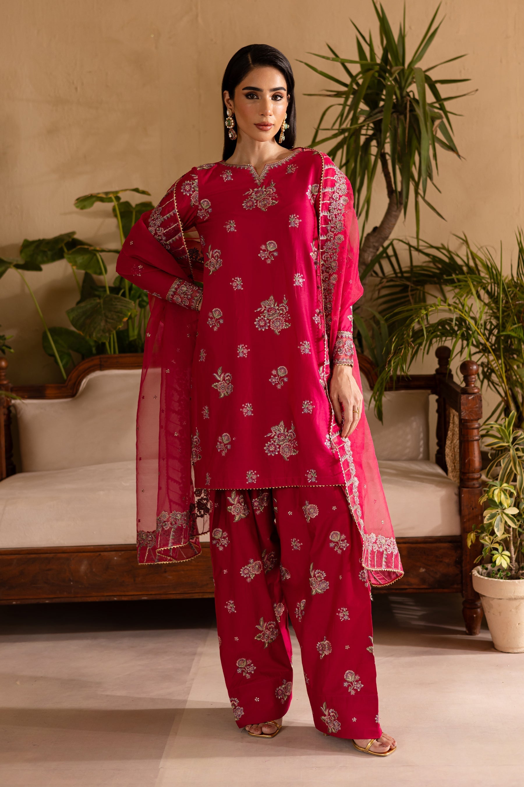 Batik | Nyra Embroidered Summer Solids | Zinnia