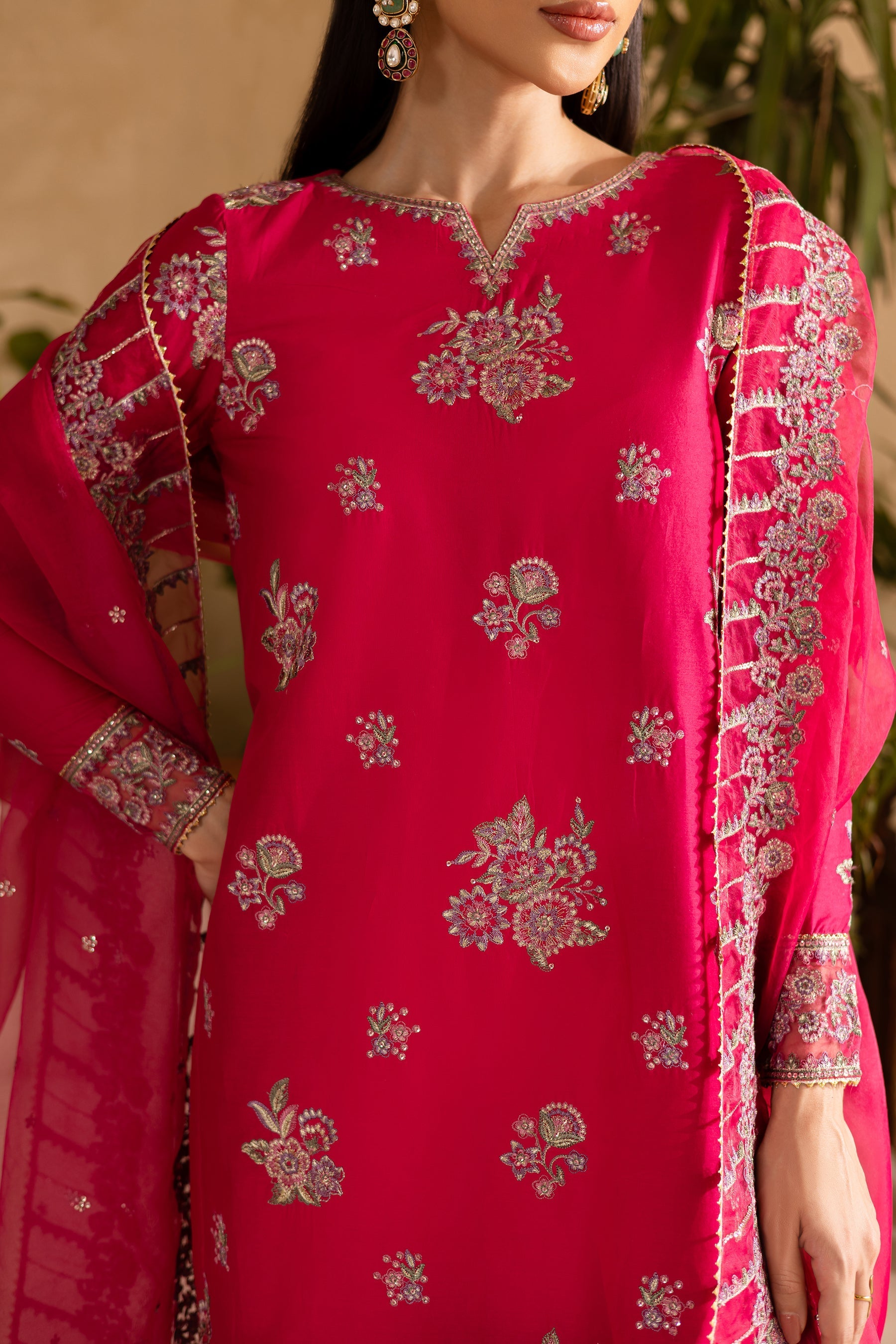 Batik | Nyra Embroidered Summer Solids | Zinnia