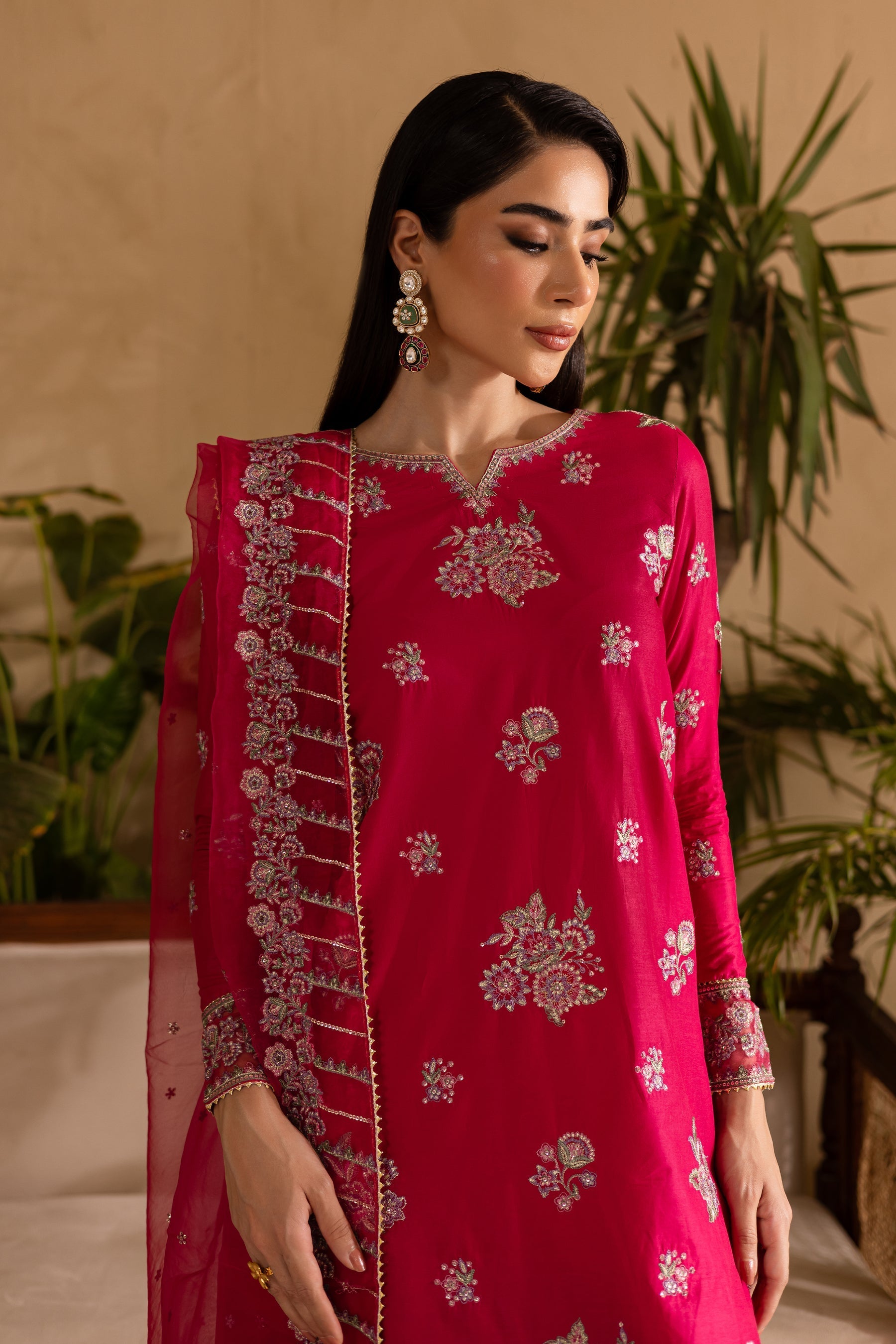 Batik | Nyra Embroidered Summer Solids | Zinnia