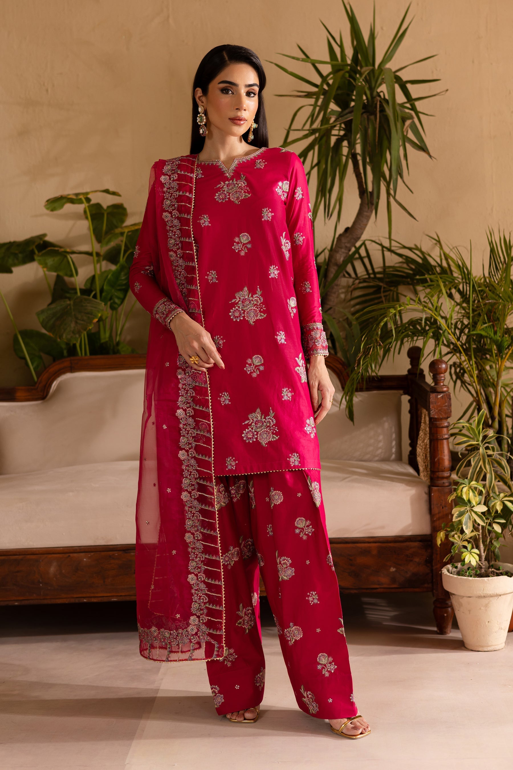 Batik | Nyra Embroidered Summer Solids | Zinnia