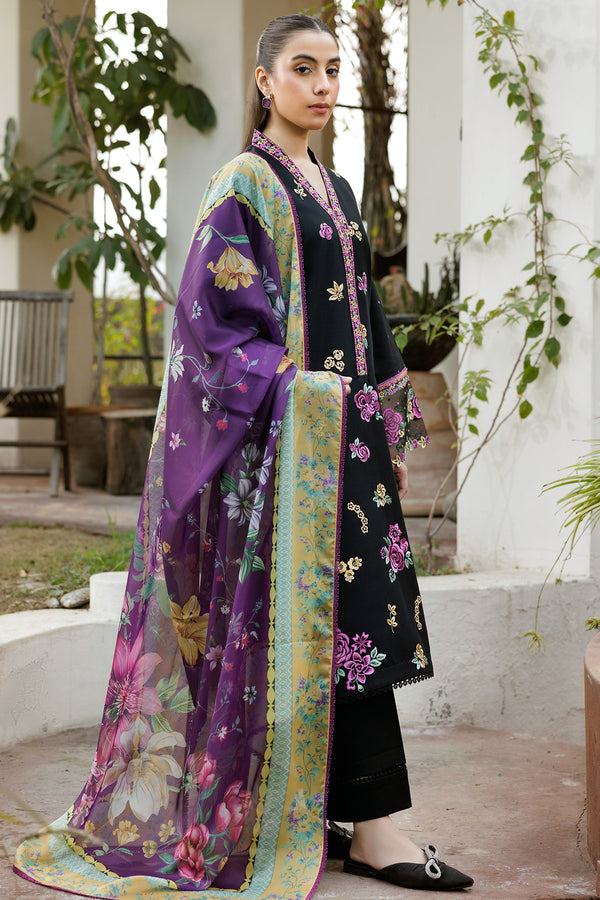 Farasha | Summer Weaves Embroidered Lawn | Raven Dusk