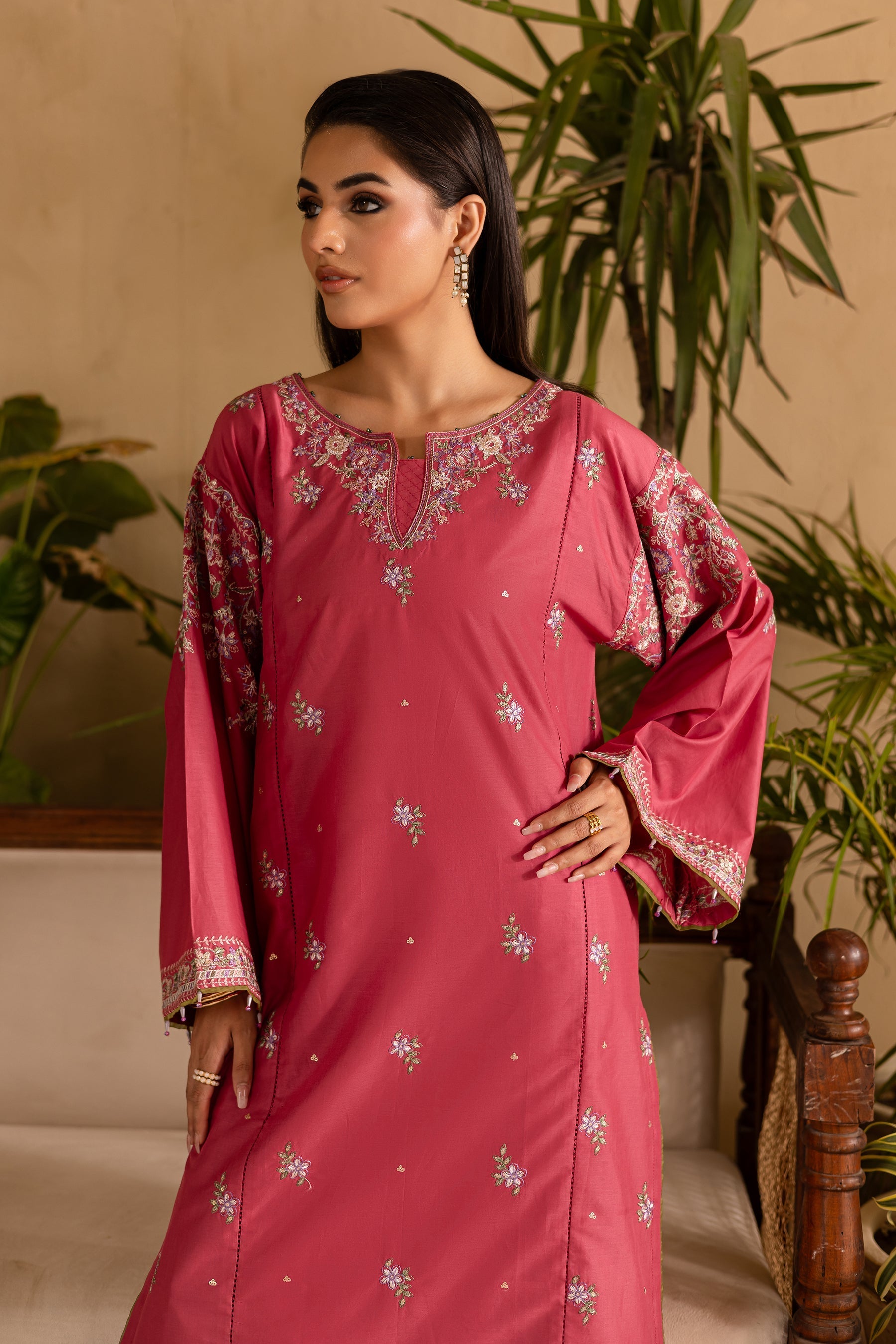 Batik | Nyra Embroidered Summer Solids | Blush