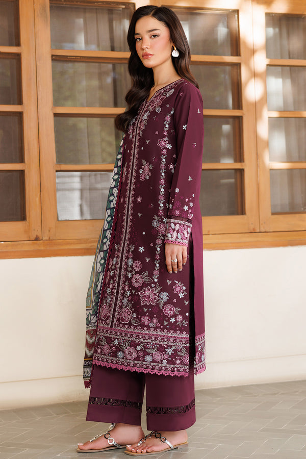 Farasha | Summer Weaves Embroidered Lawn | Burgandy Rush