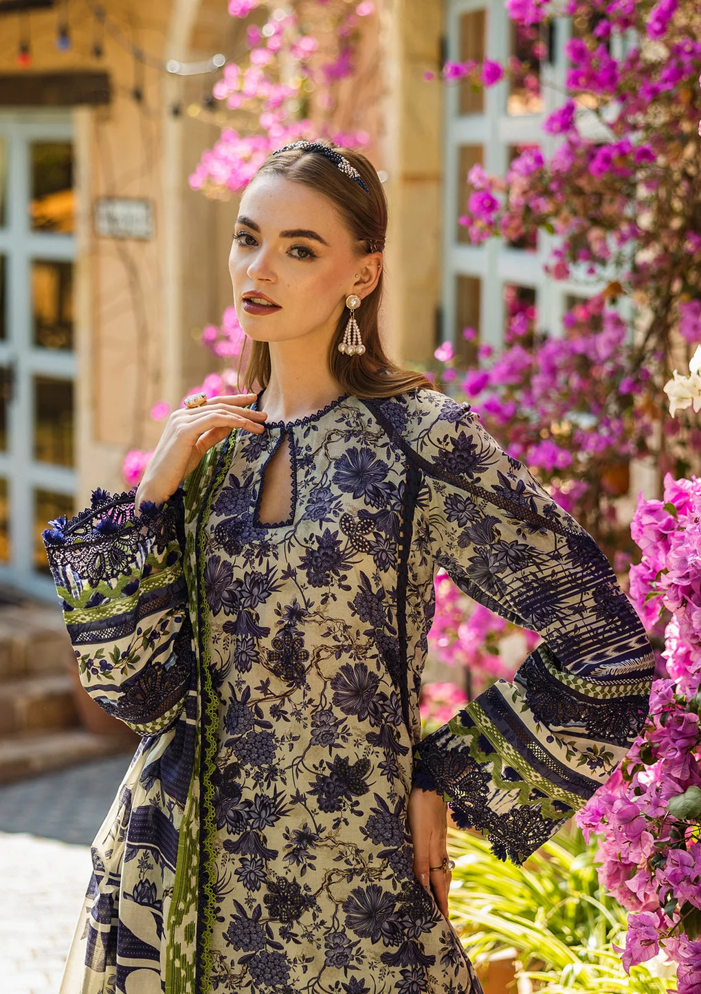 Elaf Premium | Print Chikankari 25 | ELK-01A BLUE BLOSSOM