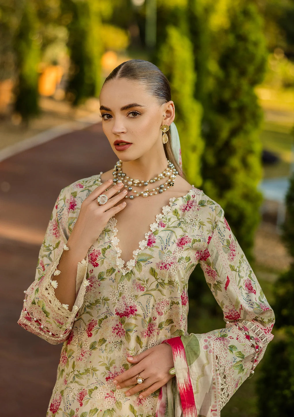 Elaf Premium | Print Chikankari 25 | ELK-02B SWEET GREENS