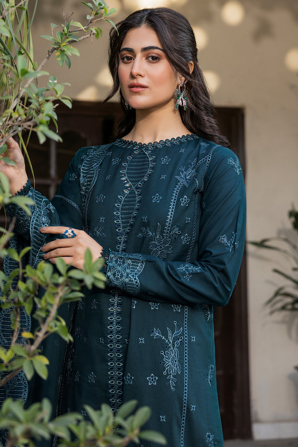 Farasha | Summer Weaves Embroidered Lawn | Teal Serenity
