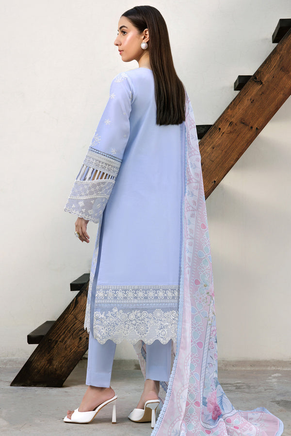 Farasha | Summer Weaves Embroidered Lawn | Serene Blue