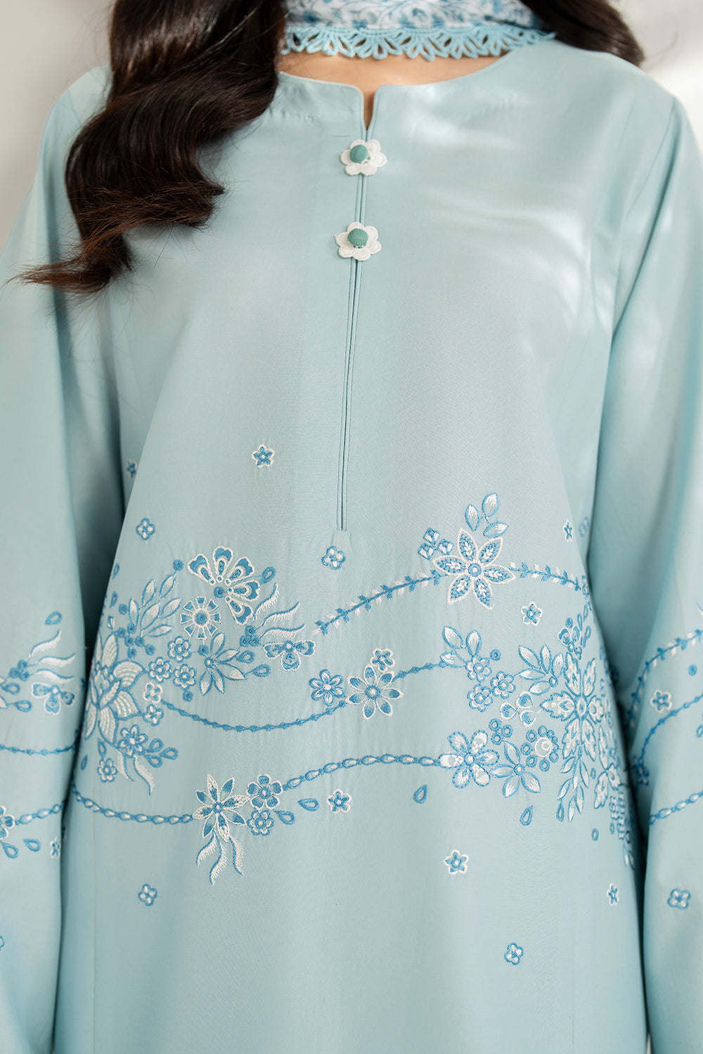 Farasha | Thread Lines Embroidered | Ash Mist