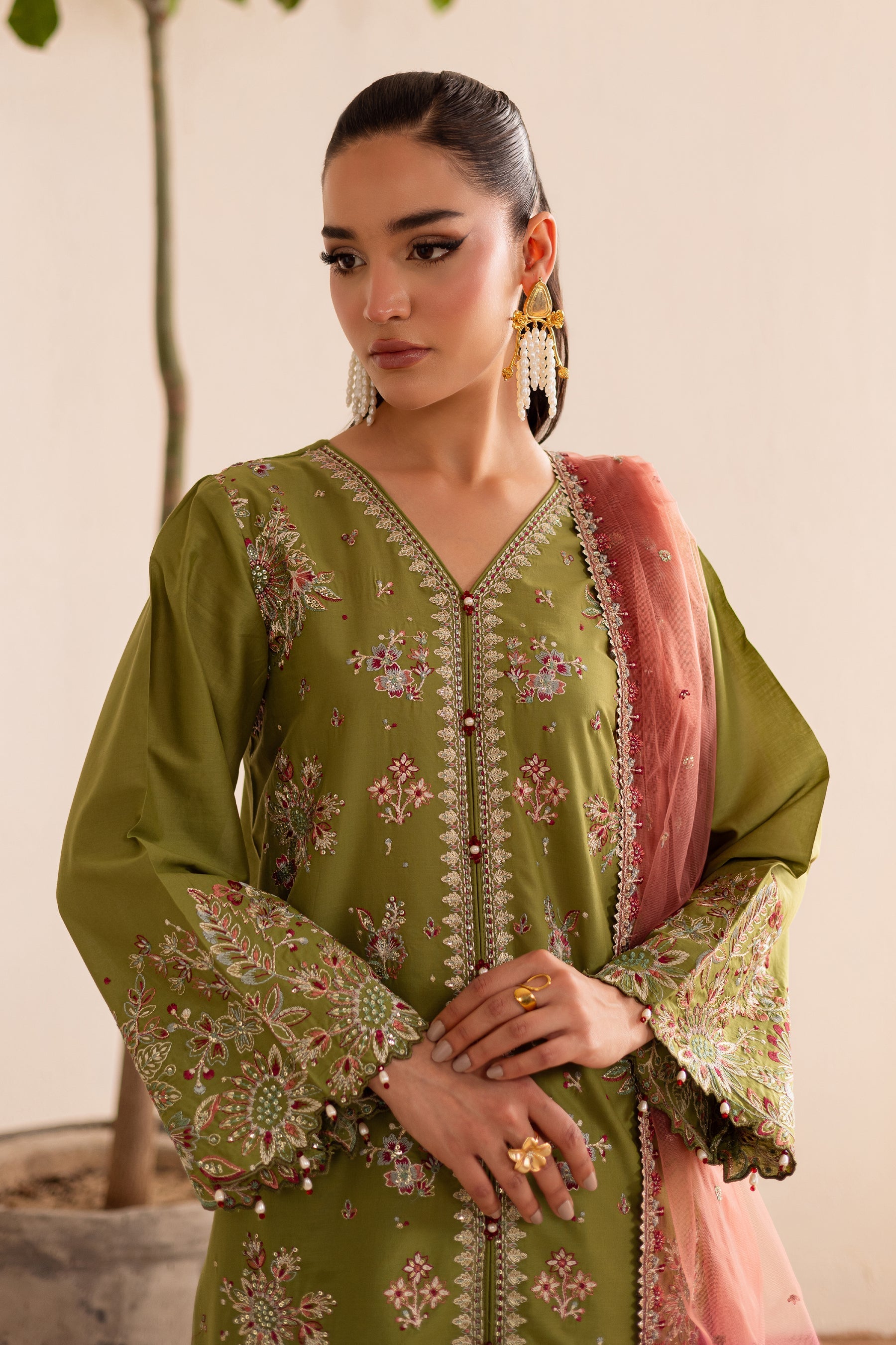 Batik | Nyra Embroidered Summer Solids | Slush