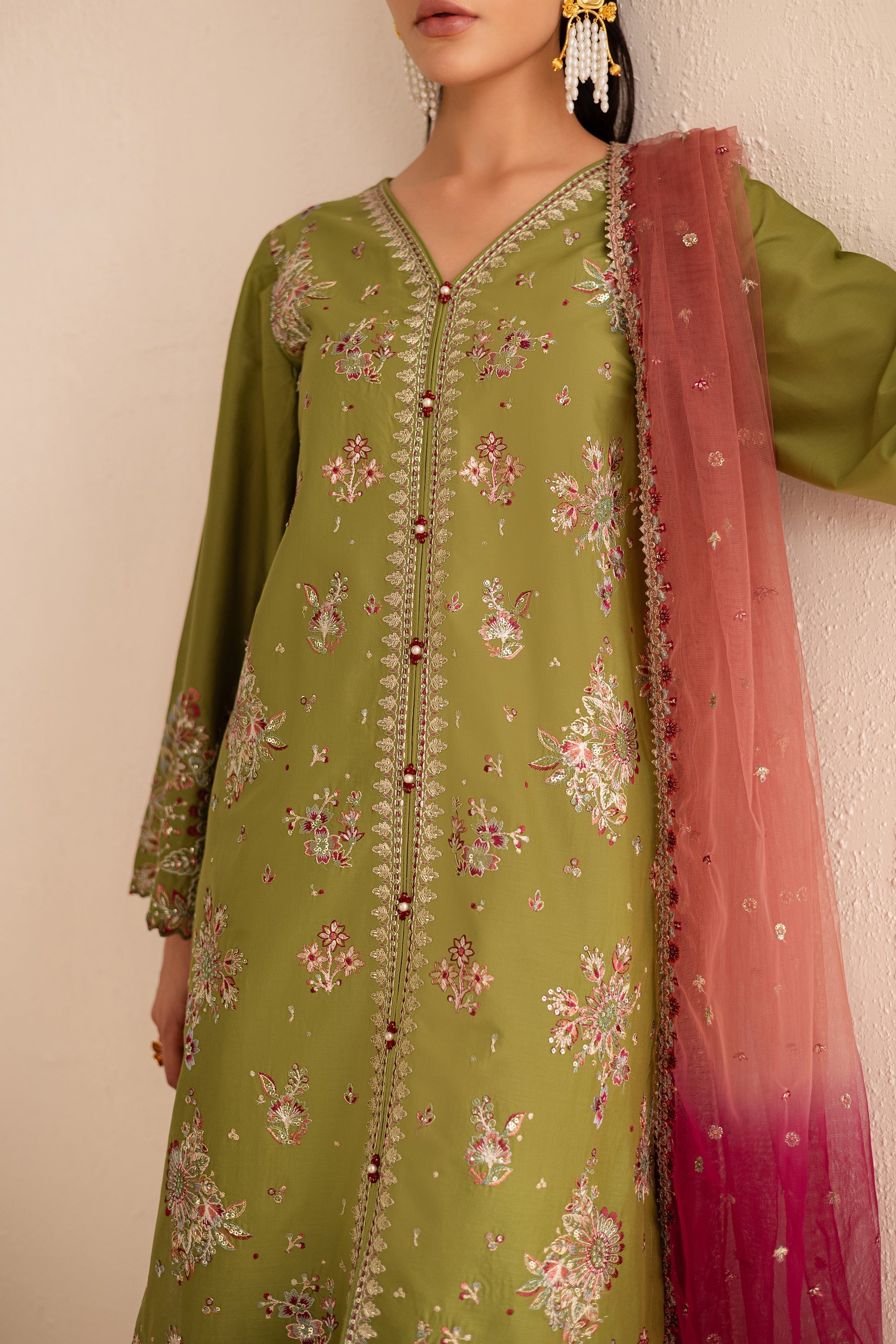 Batik | Nyra Embroidered Summer Solids | Slush